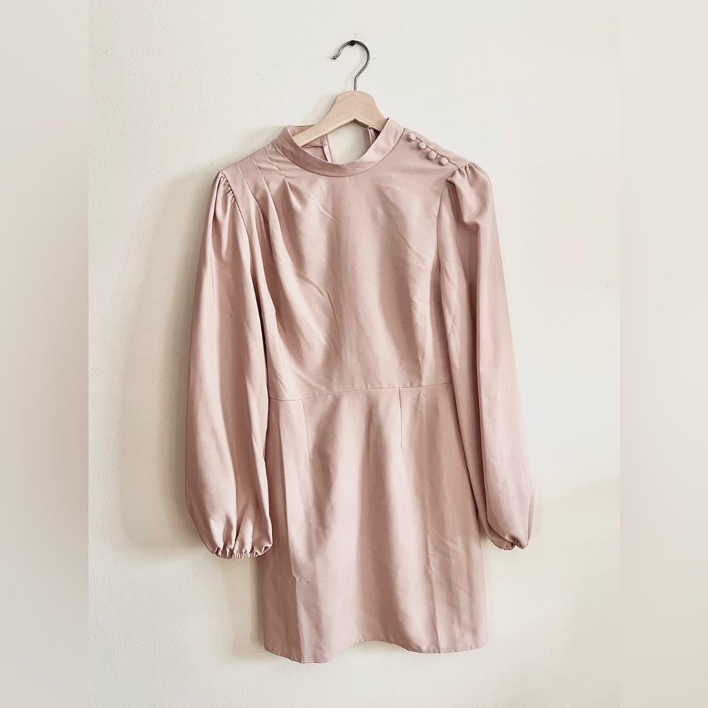 ASOS Women Long Sleeve Knee Length Pink Dress Vintage Classic Size 8